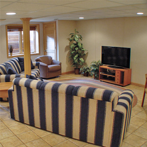 A Finished Basement Living Room Area in , RI