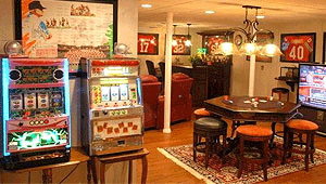 bar in a  finished basement