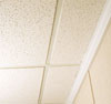 Tiles are easily placed into the drop ceiling framing