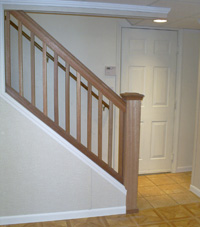 Renovated basement staircase in 