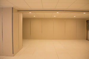 Basement wall panels and ThermalDry® insulated subfloor installed in 